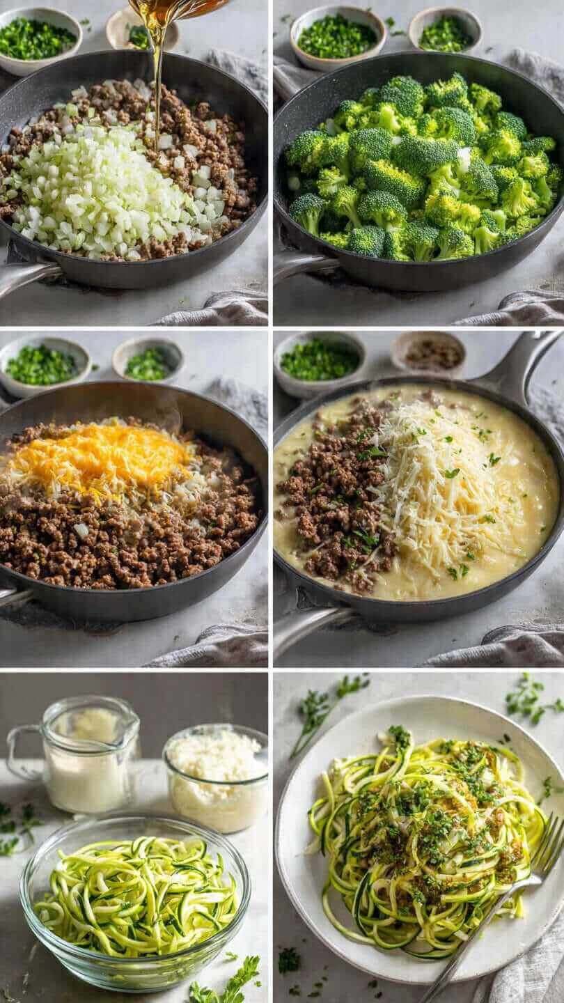 keto hamburger broccoli skillet